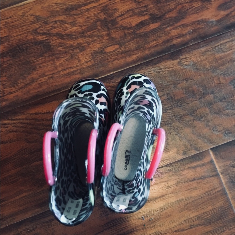 Leopard multi colored rain boots EUC
